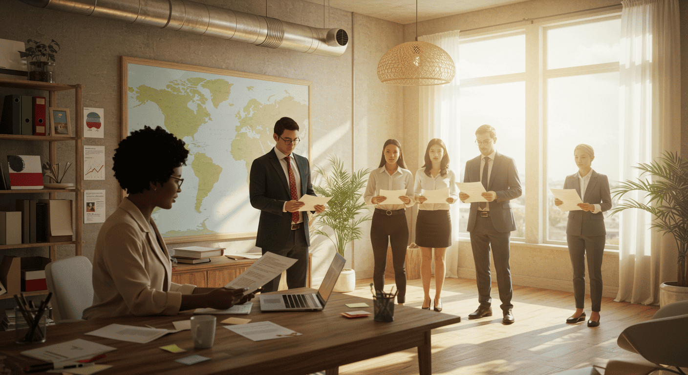 International team in office