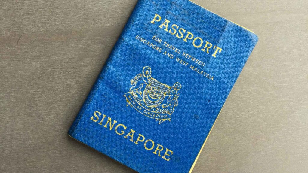 Passaporto blu appoggiato su una superficie liscia, a rappresentare la necessità di conservare il vecchio passaporto dopo l'aggiornamento dei documenti di immigrazione.