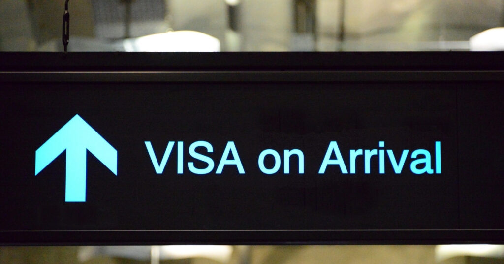 Airport “VISA on Arrival” sign, Indonesia VOA is not available to all nationalities.